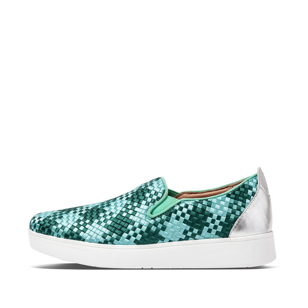 Fitflop Womens Slip-on Mint Green - Rally Silky-weave Sneakers - 59CGFQINV